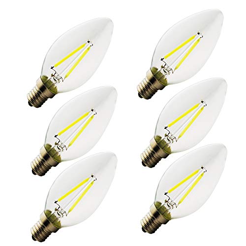 Chao Zan E14, Neue LED Kleine Edison Screw Candle Glühbirnen,2 w LED，AC 220-240V,Kerze Glühbirne，6000 CooleWeiß, Nicht dimmbar, 180 Lumen,Anzahl：6 Stück (220V 2w) von Chao Zan