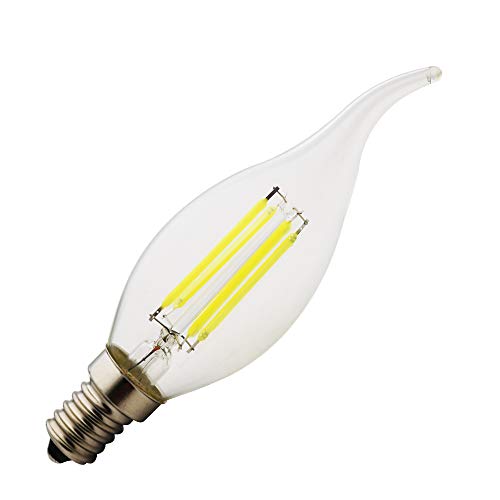 Chao Zan E14 ，C35,C35L,Neue LED， Edison Screw Candle Glühbirnen,(2w,4w,6w) ，AC 220-240V,Kerze Glühbirne，6000K Kaltweiß, Klarglas mit hoher Durchlässigkeit.，1 Stück (Typ: B, 4 Watt) von Chao Zan