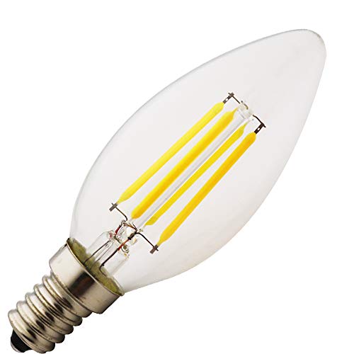 Chao Zan E14 ，Neue LED， Edison Screw Candle Glühbirnen,(2w,4w,6w) ，AC 220-240V,Kerze GlühbirneRücklicht ，2700K Warmes Weiß, Klarglas mit hoher Durchlässigkeit.，1 Stück (Typ A, 4 Watt) von Chao Zan