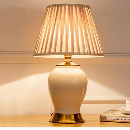 Chao Zan E27 Keramik Tischlampe Lampe Hotel Dekoration Tischlampe Nachtlicht Schlafzimmer Nachttisch Studie Leselampe (Glühbirne nicht enthalten) (Weiß) von Chao Zan