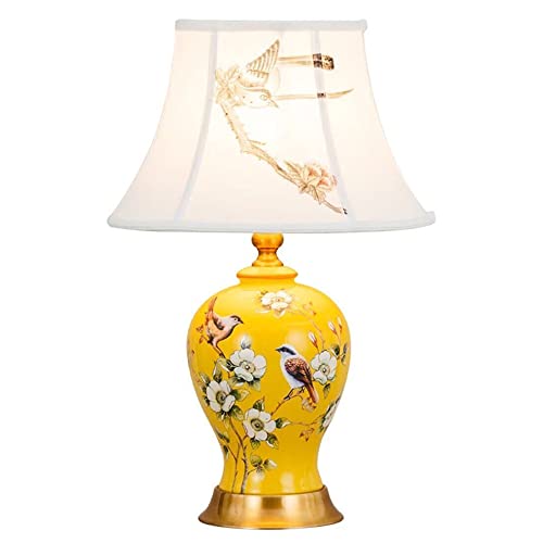 Chao Zan E27 Keramik Tischlampe Wohnzimmer Schlafzimmer Arbeitszimmer Nachttischlampe Europäischen Stil feine und elegante dekorative Tischlampe (Glühbirne nicht enthalten) (Gelb) von Chao Zan
