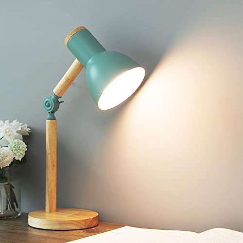 Chao Zan Tischlampen Leselampe im klassichen Holz und Metall, Schreibtischlampe,Lampe mit verstellbarem Arm,Augenfreundliche Arbeitsleuchte,Bürolampe, Nachttischlamp,230V E27 max. 60W(Grün) von Chao Zan
