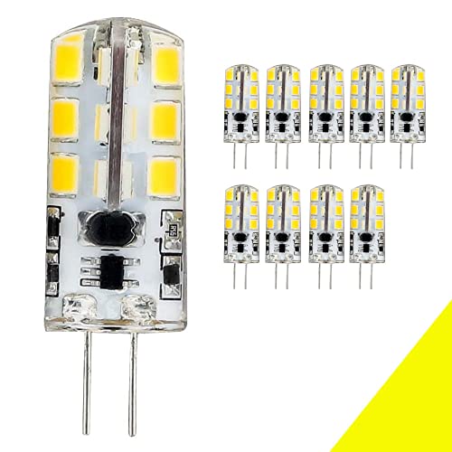 Chao Zan G4 LED Lampen, AC/DC 12V 3W Nicht dimmbar G4 LED Birnen Warmweiß 2700K 280-300LM Glühbirnen, Ersatz für 20W Halogenlampen, 24 smd 2835 Kein Flackern 360° Abdeckung, 10 Stück Pendelleuchten von Chao Zan