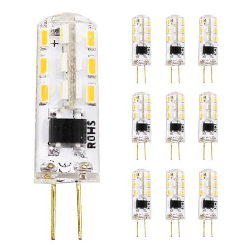 Chao Zan G4 Led Birnen, AC 220V 1.5W Energiesparlampe, Kein Flackern Led Leuchtmittel, 150 Lumen Glühbirnen Nicht Dimmbar (Warmweißes Licht, 10 Stück) von Chao Zan