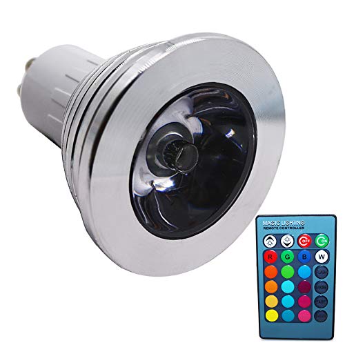 Chao Zan GU10 RGB LED Farbwechsel Lampen,3W Dimmbar LED spot mit Fernbedienung,200 Lumen,60° Abstrahlwinkel LED Glühbirne (1 Stück) von Chao Zan