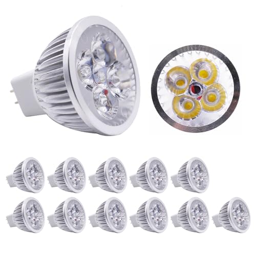 Chao Zan GU5.3 MR16 LED Spot Lampen, 4W 12V LED Leuchtmittel,400LM LED Bulb,60° Abstrahlwinkel, für Heimbeleuchtung, Landschaftsbeleuchtung (Warmweißes Licht, 12 Stück) von Chao Zan