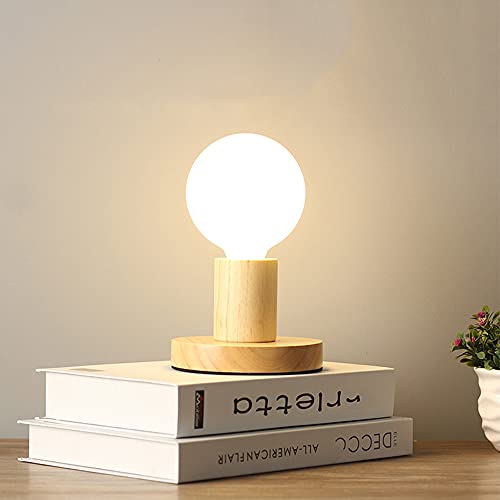 Chao Zan Holz- Tischleuchte,E27 LED Nachttischlampe aus Holz, minimalistischer Stil geeignet für Schlafzimmer mit warmer, gemütlicher Atmosphäre,Café, Bar, Nachtlicht,ohne Leuchtmittel von Chao Zan