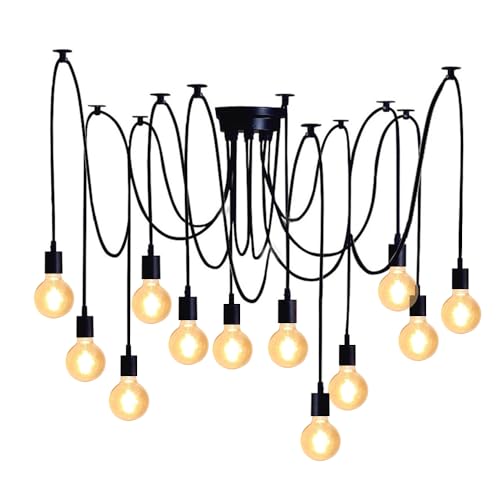 Chao Zan Kronleuchter Industrie Hängelampe, Spinne Pendelleuchte Vintage, DIY Deckenleuchte Pendellampe für Schlafzimmer Wohnzimmer Esszimmer (12 Köpfe) von Chao Zan