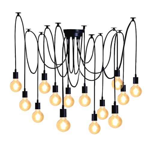Chao Zan Kronleuchter Industrie Hängelampe, Spinne Pendelleuchte Vintage, DIY Deckenleuchte Pendellampe für Schlafzimmer Wohnzimmer Esszimmer (14 Köpfe) von Chao Zan