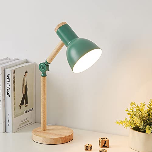 Chao Zan LED Leselampe im klassichen Holz-Design, Schreibtischlampe, Tischleuchte, Lampe mit verstellbarem Arm, Augenfreundliche, Arbeitsleuchte, Bürolampe, Nachttischlamp,ohne Leuchtmittel (Grün) von Chao Zan