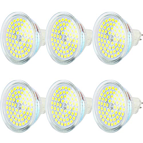 Chao Zan MR16 LED Lampe,12V /GU5.3/3,5W / 350LM,GU 5.3 Sockel Glühlampen,Hohe Kompatibilität,AC/DC 12V MR16 LED kühles weißes Licht 6500K Glasgehäuse Glühbirne,50mm Durchmesser,6 Stück von Chao Zan