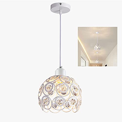 Chao Zan Modern Vintage Pendelleuchte Weiß Drahtleuchte mit Kristall, Retro E27 Edison Fassung höhenverstellbar Hängelampe Pendellampe für Wohnzimmer Schlafzimmer Esszimmer Restaurant Gang Dekor von Chao Zan