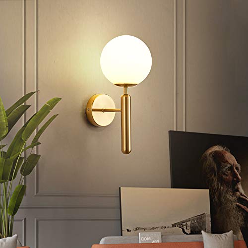 Chao Zan Nordic Globe Glas Wandleuchte – Mid Century Modern Retro Vintage Style Restaurant Flur Schlafzimmer Wohnzimmer Dekoration Wandleuchte – Gold von Chao Zan