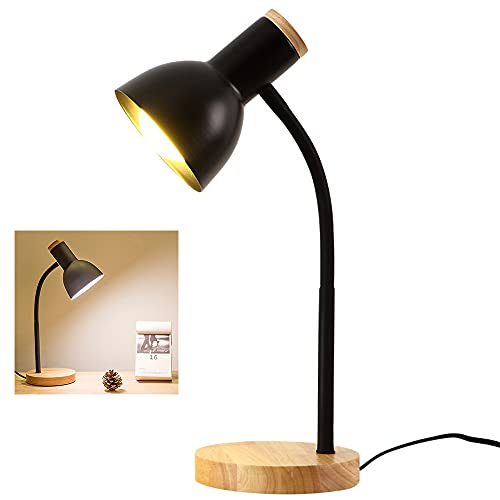 Chao Zan Nordic Modern Creative Tischlampe Schlafzimmer Nachttischlampe Kinder Büro Augenschutz Lesetischlampe Verstellbare Schreibtischlampe E27 Holz Metall Nachtlampe (schwarz) von Chao Zan