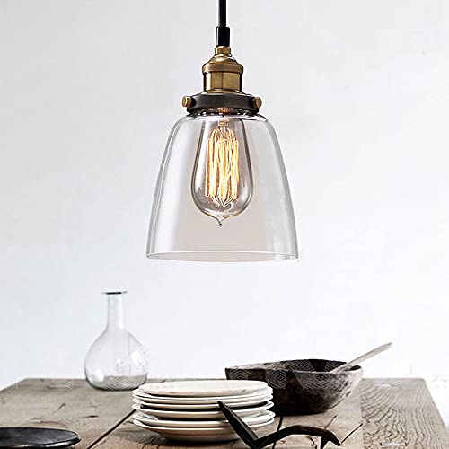 Chao Zan Pendelleuchte 3-flammig Vintage Industrial Hängelampe mit Geometrischem Design E27 Lampe aus Lampenschirm aus Glas Hängeleuchte für Esstisch Küche - ohne Leuchtmittel (D) von Chao Zan