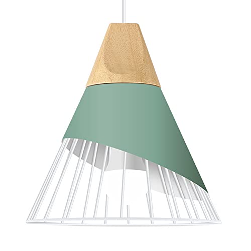 Chao Zan Pendelleuchte Lampe Esstisch Hängelampe Deckenlampe Metall und Holz, E27 Lampenfassungen max. 60 Watt,ohne Leuchtmittel (Grün) von Chao Zan