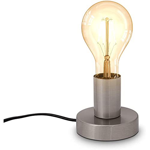 Chao Zan Retro Tischleuchte Klein,Metalle Vintage Tischlampe, Nachttischlampe, 1x E27, max. 40 Watt, inkl. Kabelschalter, 100x90 mm (DxH) - ohne Leuchtmittel (Neusilber) von Chao Zan