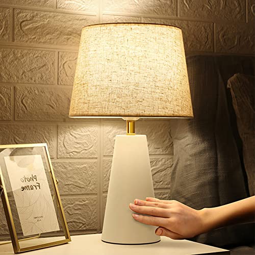 Chao Zan Romantische Tischlampe - Klassische Form Metalle Lampenfuß - Tischleuchte mit Stoffschirm - E27 Lampe - ohne Leuchtmittel (Weiß) von Chao Zan