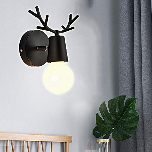 Chao Zan Schwarz Wandleuchte Vintage Verstellbar Metall Wandlampe Antik Wandlampe Rustikal für Landhaus Schlafzimmer Wohnzimmer Nachttischlampe/Nachtleselampe von Chao Zan