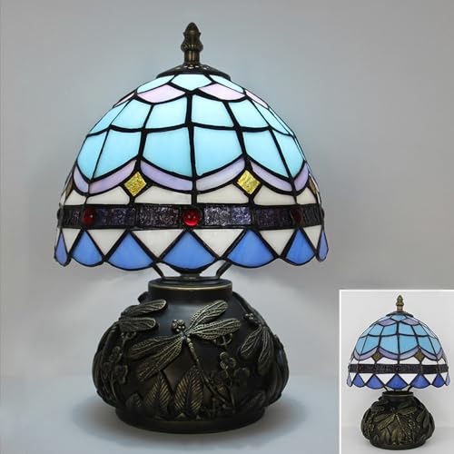 Chao Zan tischlampe klein, Barock Stil Buntglas Schreibtischlampe, Glasmalerei Lampenschirm Tischlampen, tischleuchte jugendstil, Vintage Nachttischlampe Schlafzimmer (B) von Chao Zan