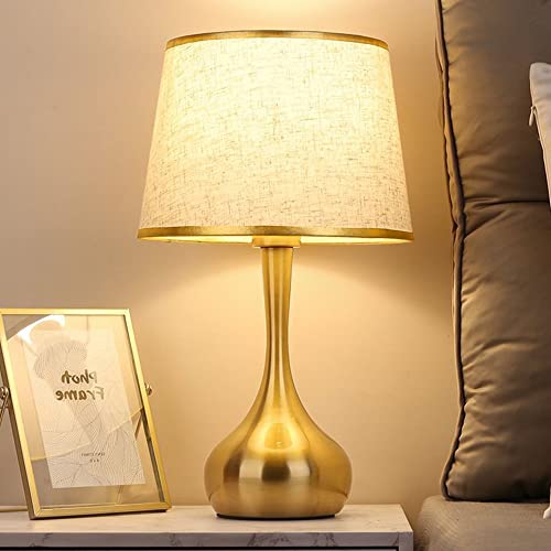 Chao Zan Tischlampe, Tischleuchte Stoffschirm, Nachttischlampe, Stoffschirmlampe, 1x E27 max. 40W, ohne Leuchtmittel, Schlafzimmerlampe,H x D: 42 x 25 cm (A) von Chao Zan