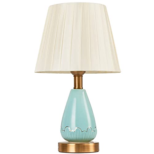 Chao Zan Tischlampe Keramik,Tischleuchte Lampe für Nachttisch Beistelltisch Nachttischlampe Stoffschirm Vintage Retro,E27-Fassung (ohne Glühbirne) (A) von Chao Zan