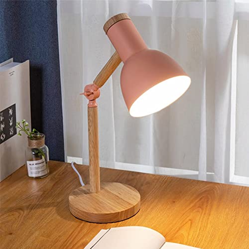 Chao Zan Tischlampe LED Leselampe im klassichen Holz-Design, mit schwenkbaren Holzarmen,E27 Augenfreundliche Tischlampe, Studierlampe, Arbeitslampe, Nachttischlampe, Rosa von Chao Zan