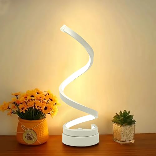 Chao Zan Tischlampe led wohnzimmer mit kabel, Kleine LED-Spirale Nachttischlampe, Moderne tischleuchte schlafzimmer, Schreibtischlampe gebogen mit 3 Farbtemperatur (Weiß) von Chao Zan