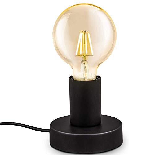 Chao Zan Tischleuchte schwarz,E27 Fassung,Standleuchte mit Stecker und Schalter, bis max.60W, Dekoleuchte für Edison retro industrial,für Wohnzimmer,Schlafzimmer und Büro,Studio,Café, Bar.Lampe von Chao Zan