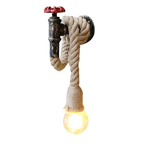 Chao Zan Wandleuchte Industrie Hanf Seil Wandlampe Kreative Wasserleitung Retro Wandbeleuchtung E27 Metall Innenwandleuchte Dekoration, Ohne Leuchtmittel(Typ: B) von Chao Zan