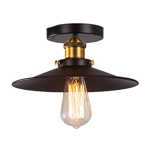 Deckenlampe E27 Lustre Vintage Retro Deckenleuchte Edison Black Retro Industrielle Metal Lamp Copperhead Eisen Küche Loft Bar Schlafzimmer flur Wohnzimmer Esszimmer restaurent (22cm) von Chao Zan