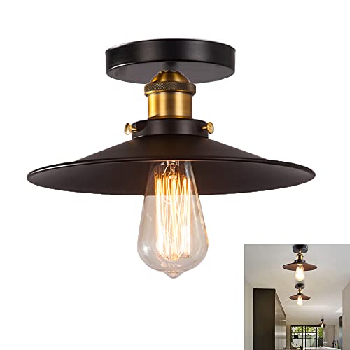 Deckenlampe E27 Lustre Vintage Retro Deckenleuchte Edison Black Retro Industrielle Metal Lamp Copperhead Eisen Küche Loft Bar Schlafzimmer flur Wohnzimmer Esszimmer restaurent (26cm) von Chao Zan