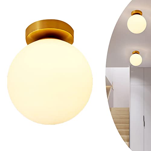 Deckenleuchte Creative Glaskugel Weiß Deckenlampe Dekorative Beleuchtung Innenbeleuchtung Runde Kugel Metall Schlafzimmer Küche Flur Büro Arbeitszimmer Treppen Gold E27 Veranda Wohnzimmer (Groß) von Chao Zan