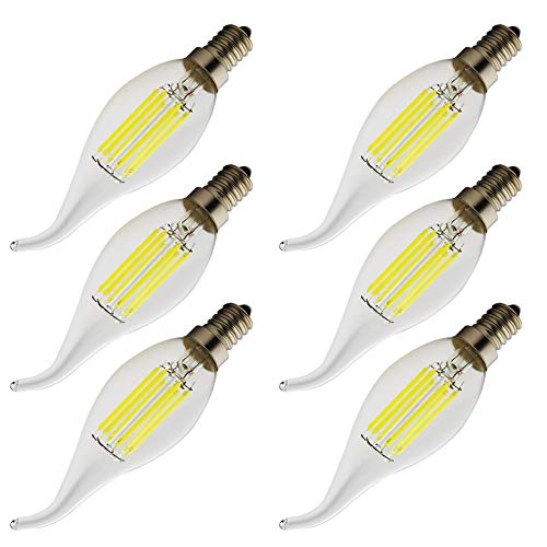 E14, Neue LED Edison Screw Candle Glühbirnen,(2w,4w,6w) ，AC 220-240V,Kerze Glühbirne Rücklicht Glühbirne，6000K Kaltweiß, Nicht dimmbar, Klarglas mit hoher Durchlässigkeit. von Chao Zan