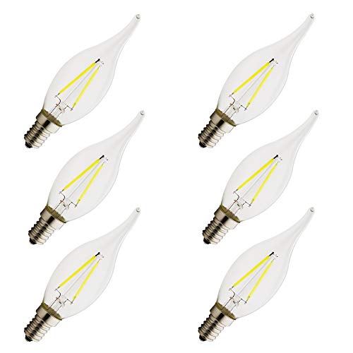 E14, Neue LED Edison Screw Candle Glühbirnen,(2w,4w,6w) ，AC 220-240V,Kerze Glühbirne Rücklicht Glühbirne，6000K Kaltweiß, Nicht dimmbar, Klarglas mit hoher Durchlässigkeit. von Chao Zan