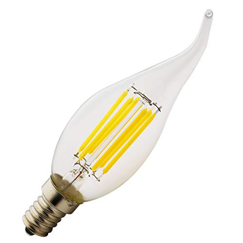 Chao Zan E14 ，Neue LED， Edison Screw Candle Glühbirnen,(2w,4w,6w) ，AC 220-240V,Kerze GlühbirneRücklicht ，2700K Warmes Weiß, Klarglas mit hoher Durchlässigkeit.，1 Stück (Typ B, 6 Watt) von Chao Zan