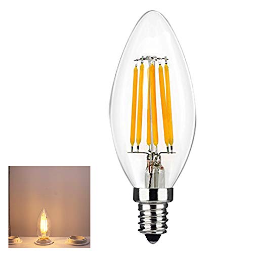 E14 Chaozan® LED Kleine Edison Screw Candle Glühbirnen,6 Watt AC220-240V,Kerze Glühbirne Kronleuchter/Birne，2700K Warmweiß, Nicht dimmbar, 450 Lumen, 1 Stück von Chao Zan
