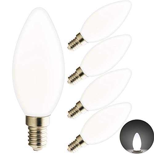 E14 LED Kerze 5W Ersetzt 40W 450 Lumen Kaltweiß 6000 Kelvin 270° Abstrahlwinkel,Matt Birnen C35 Leuchtmittel,4er Pack von Chao Zan