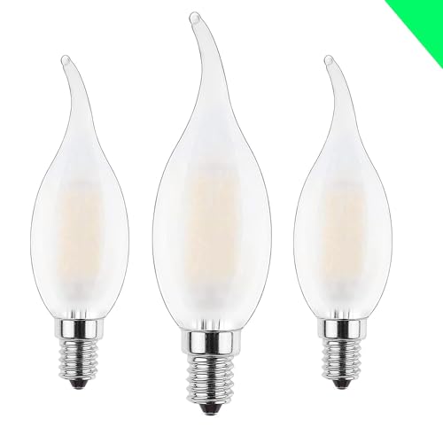 E14 LED Lampe Kerzenform 5W Ersetzt 47W 470 Lumen Kaltweiß 6000 Kelvin 270° Abstrahlwinkel,Matt Birnen C35 Leuchtmittel Glühbirne Energiesparlampe Kleine Edison Schraube Filament Milchglas (3 Stück) von Chao Zan