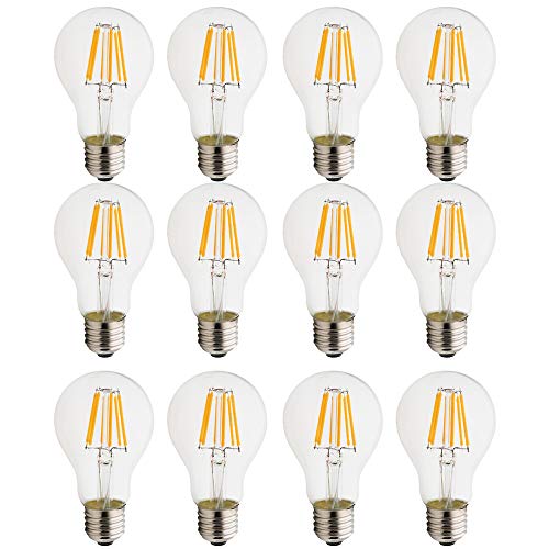 E27 A60,LED Edison Glühbirnen, Energiesparlampen,umweltfreundlich 6W Nicht dimmbar AC220V Glühlampe 2700K Klarglas mit hoher Durchlässigkeit,12Stück von Chao Zan