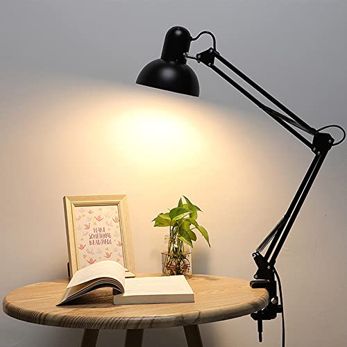 E27 Architekten-Schreibtischlampe, LED-Flexo Halogen mit schwenkbarem Arm, Vintage Retro Design, ohne Beleuchtung (Glühbirne), (Schwarz) von Chao Zan