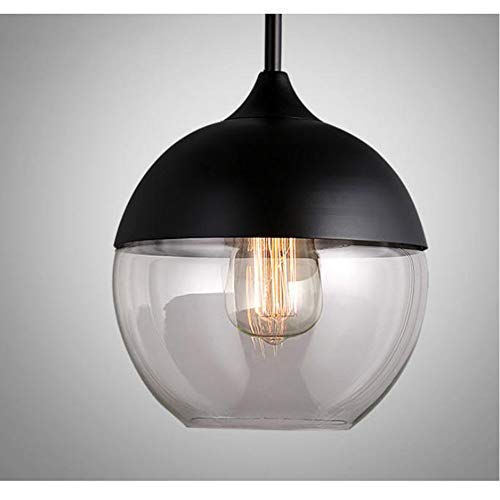 E27 Hängelampe Pendelleuchte Light Vintage industriellen Metall-Finish Klarglas Glaskugel Runde Schatten Loft Pendelleuchte Lampe Retro Decke Light Vintage Lamp von Chao Zan