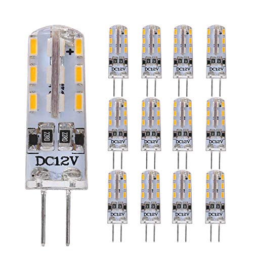 G4 LED Lampen, 1.5W 3W 4W 4.5W,12V, 360 ° Abstrahlwinkel, Warmweiß 3000K, nicht dimmbar Silikon LED Glühbirne, Packung mit 12 (DC 1.5W) von Chao Zan