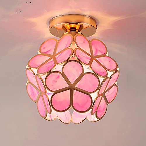 Hängelampe Kreative Blume Pendelleuchte E27 Stil Blütenblatt Hängeleuchte Dekorative Kreativ Kronleuchter Deckenlampe Deckenleuchte Lampe Schlafzimmer Küche Esszimmer Flur, Gold Rosa Grün (Rosa) von Chao Zan