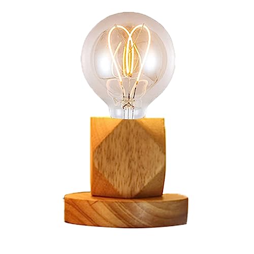 Holz Schreibtischlampe Nachttischlampe Moderne kleine Tischlampe E27 für Schlafzimmer Wohnzimmer Esszimmer Flur Restaurant Hotel Dekor Holz Base Quadrat Geometry Desktop Licht Mit Schalter (B) von Chao Zan