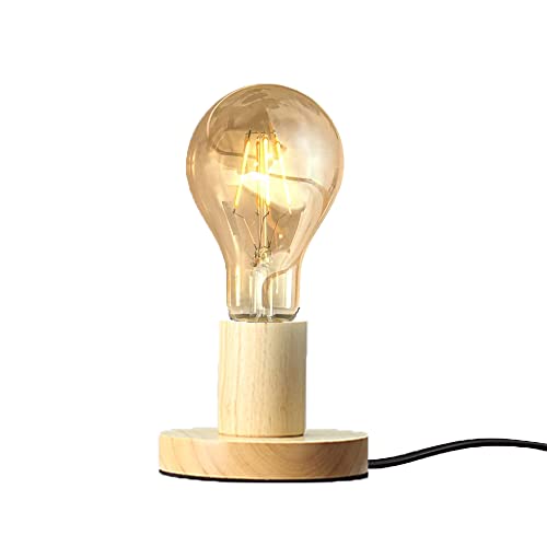 Holz Schreibtischlampe Nachttischlampe Moderne kleine Tischlampe E27 für Schlafzimmer Wohnzimmer Esszimmer Flur Restaurant Hotel Dekor Holz Base Quadrat Geometry Desktop Licht Mit Schalter (C) von Chao Zan