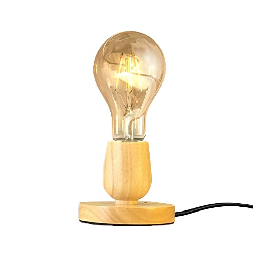 Holz Schreibtischlampe Nachttischlampe Moderne kleine Tischlampe E27 für Schlafzimmer Wohnzimmer Esszimmer Flur Restaurant Hotel Dekor Holz Base Quadrat Geometry Desktop Licht Mit Schalter (D) von Chao Zan