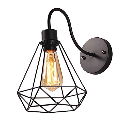 Industrieller Wandleuchter Vintage Beleuchtung Wandlampe Rustikaler Metall Käfig Wandleuchte Edison Stil Antike Leuchte Balkon Bars/Cafés/Korridore (ohne Glühbirne) （Schwarz） von Chao Zan