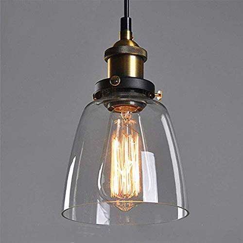 Chao Zan Klassische Vintage Transprent Glas Pendelleuchte, Retro LED Hängeleuchte Industrial, E26/E27 Leuchtmittel wählbar, für Küche Esszimmer Wohnzimmer (Keine Glühbirne) von Chao Zan