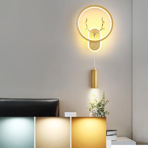Korridor Wandleuchte, LED Wandlampe Modernes Schlafzimmer Innen Wohnzimmer Esszimmer Hirsch Muster Ring Nachttischlampe Kreative Nordic rund Wandstrahler Korridor Dekor Warmes Weiß Kaltweiß (Golden) Korridor Wandleuchte, LED Wandlampe Modernes Schlafzimmer Innen Wohnzimmer Esszimmer Hirsch Muster Ring Nachttischlampe Kreative Nordic rund Wandstrahler Korridor Dekor Warmes Weiß Kaltweiß (Golden) von Chao Zan